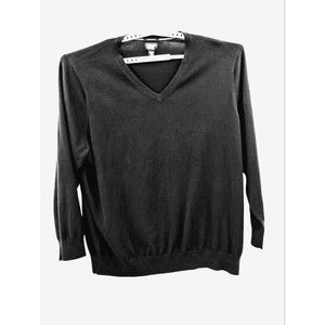 Lands End Mens Sweater 4XLT‎ Black 100% Supima Cotton Fine Guage Knit V Neck